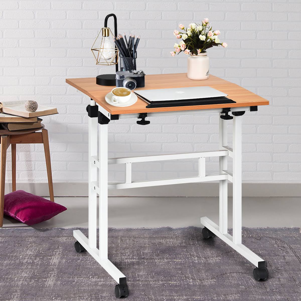 Mobile Standing Desk Height Adjustable Sit Stand Desk D45222