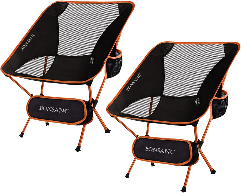 2 Pack Ultralight Compact Camping Chair with Carry Bag (Orange) T91725