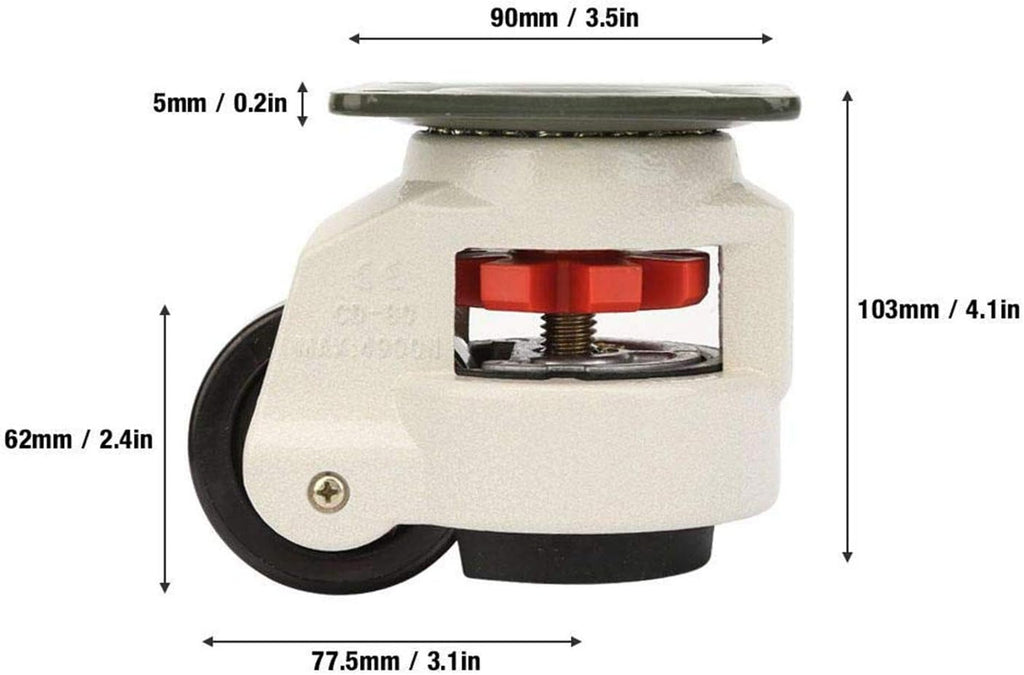 4 Pack 360 Degree Swivel Leveling Caster Wheels with Rubber Feet Z176