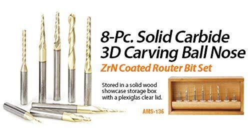3-Pc ZrN Coated 1/4x22 Shank Router Bit W202423