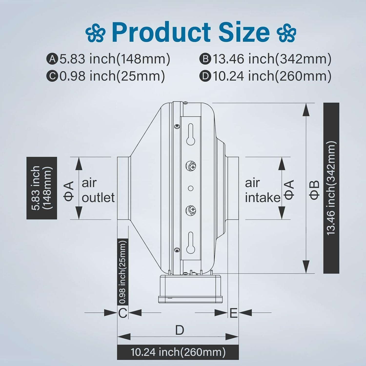 6 Inch 442 CFM Inline Fan with Carbon Filter and 25 Feet Aluminum Ducting T877