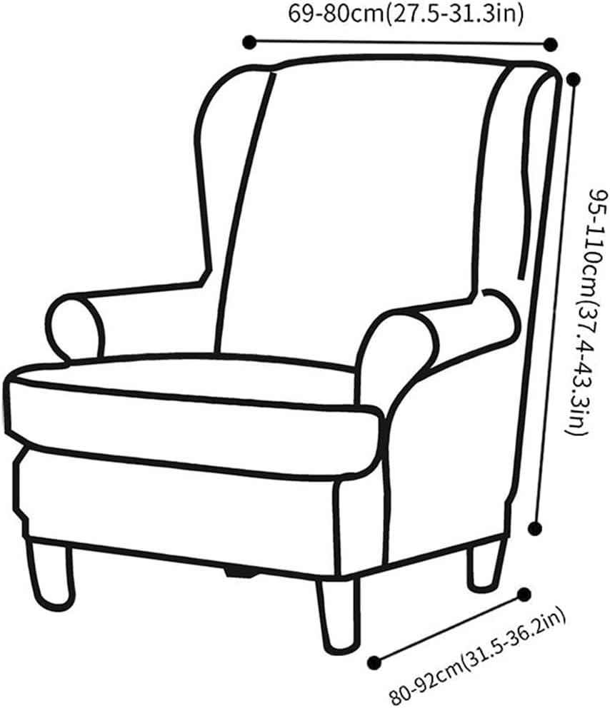 Beige Velvet Stretch Wingback Chair Sofa Slipcover with Elastic Bottom I5340