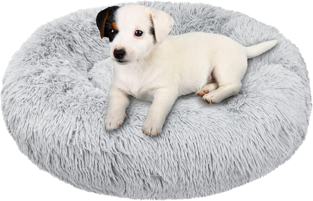 Light Gray Pack of 2 Fluffy Plush Dog Bed K415538