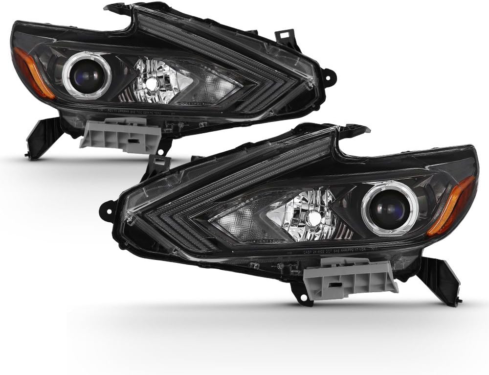 Black Bezel Halogen Headlamps for 2016-2018 Nissan Altima Headlights Driver Passenger Side D686