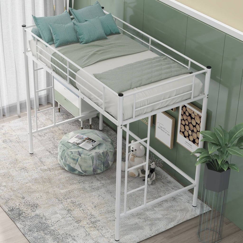 White Metal Twin Loft Bed E298562