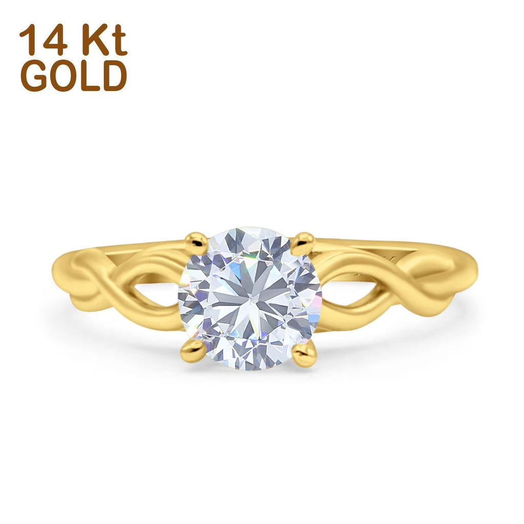 14K Gold Round Solitaire Celtic Ring Size 6 O97666