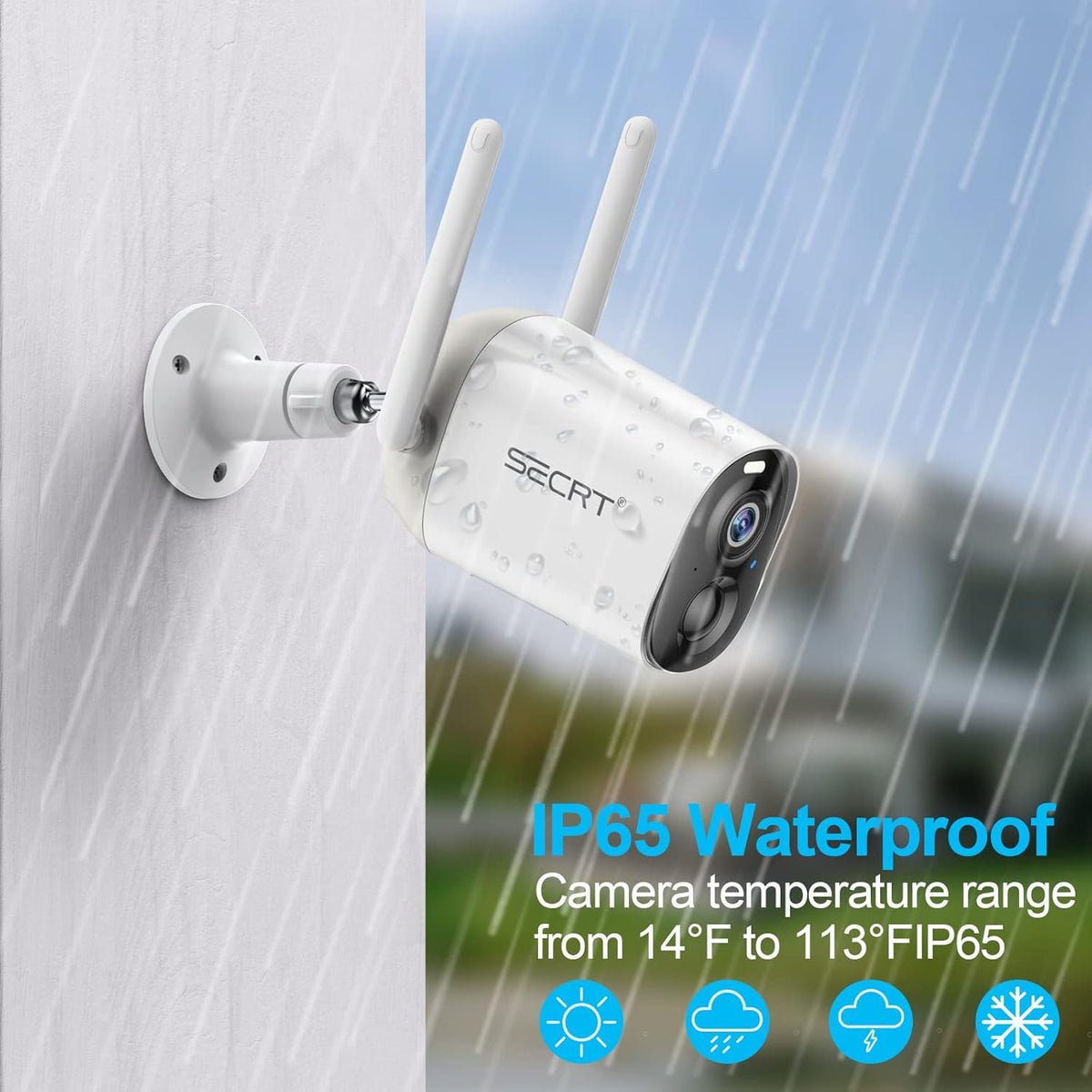 Wireless Outdoor Security Camera, 1080P WiFi, Color Night Vision, Motion Detection, Waterproof W65286