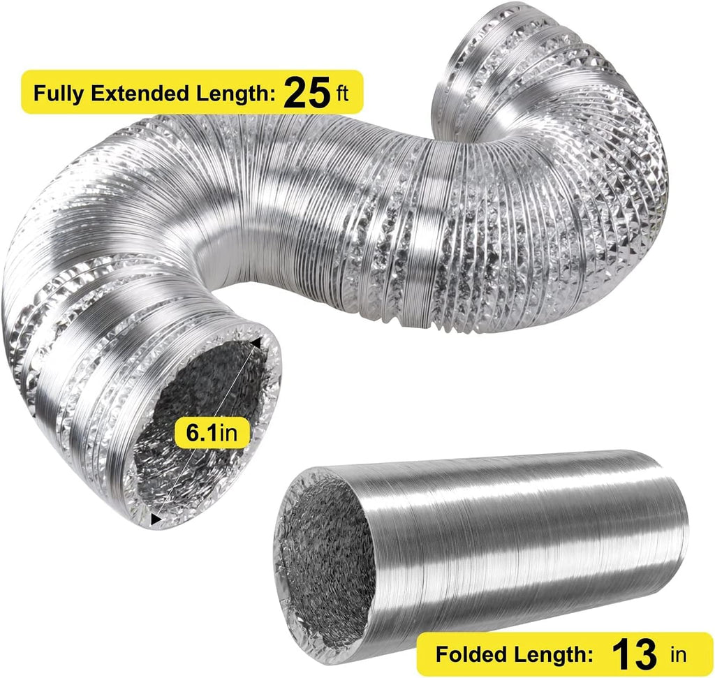 6 Inch 442 CFM Inline Fan with Carbon Filter and 25 Feet Aluminum Ducting T877