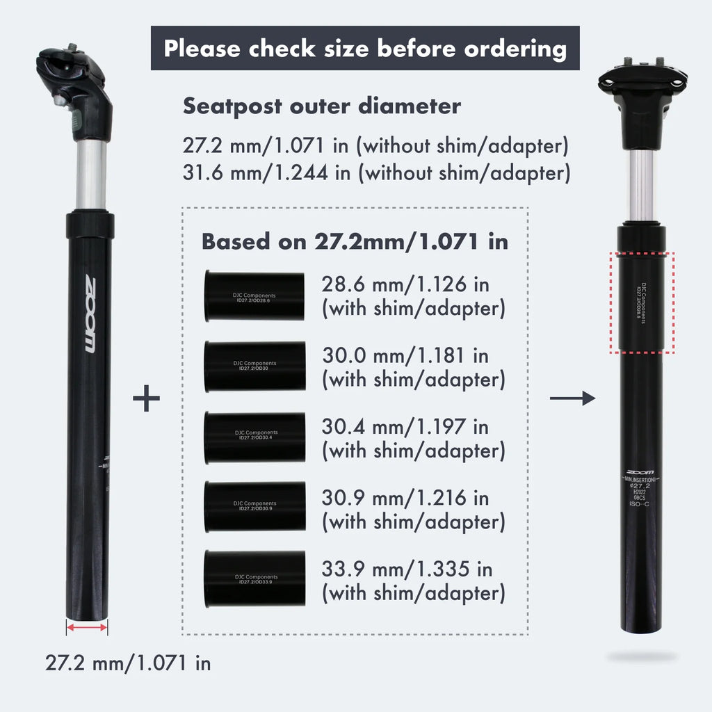 Suspension Seatpost Shock Absorber Damping Alu for MTB Bicycle Seat Post 30.9 X350MM K871