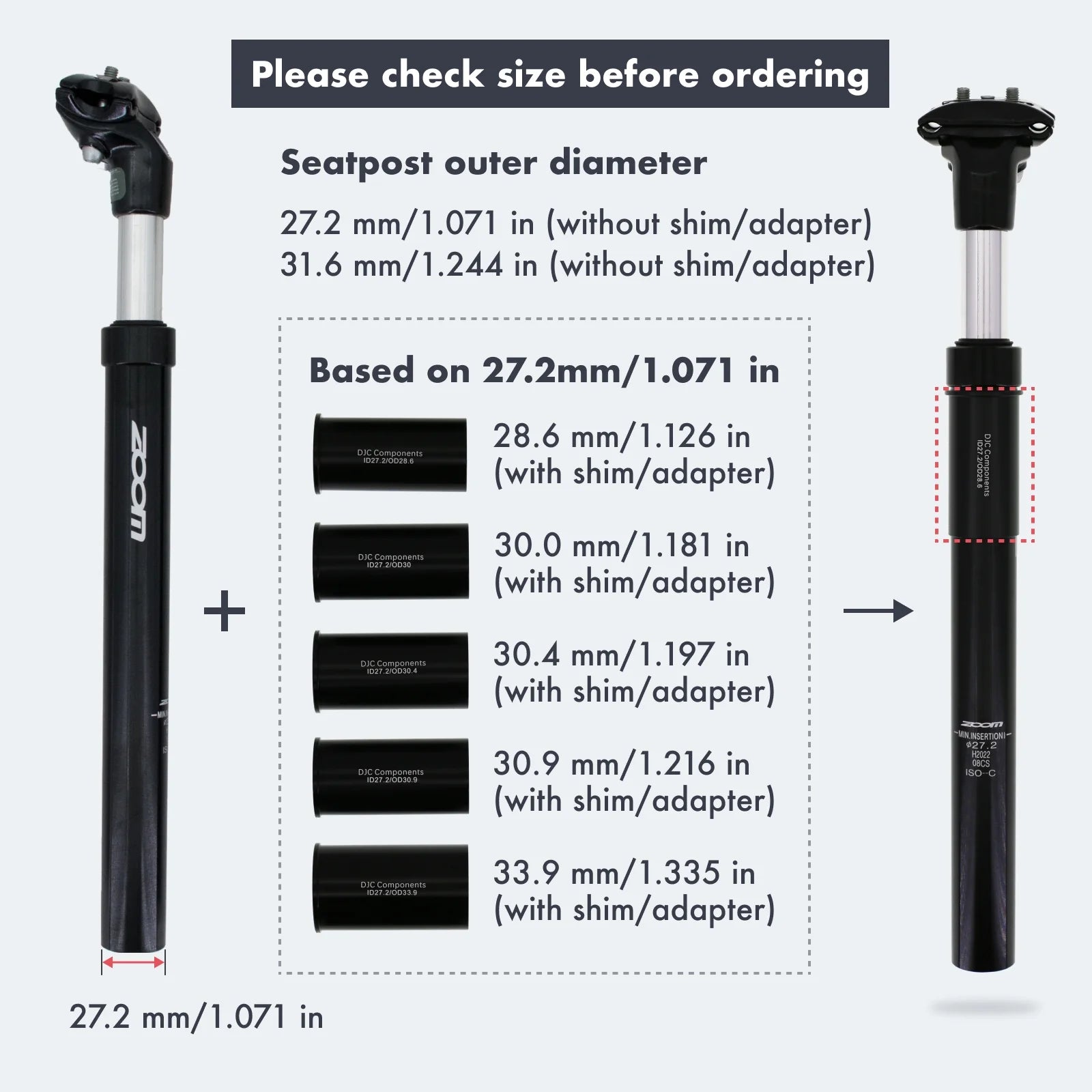 Suspension Seatpost Shock Absorber Damping Alu for MTB Bicycle Seat Post 30.9 X350MM K871