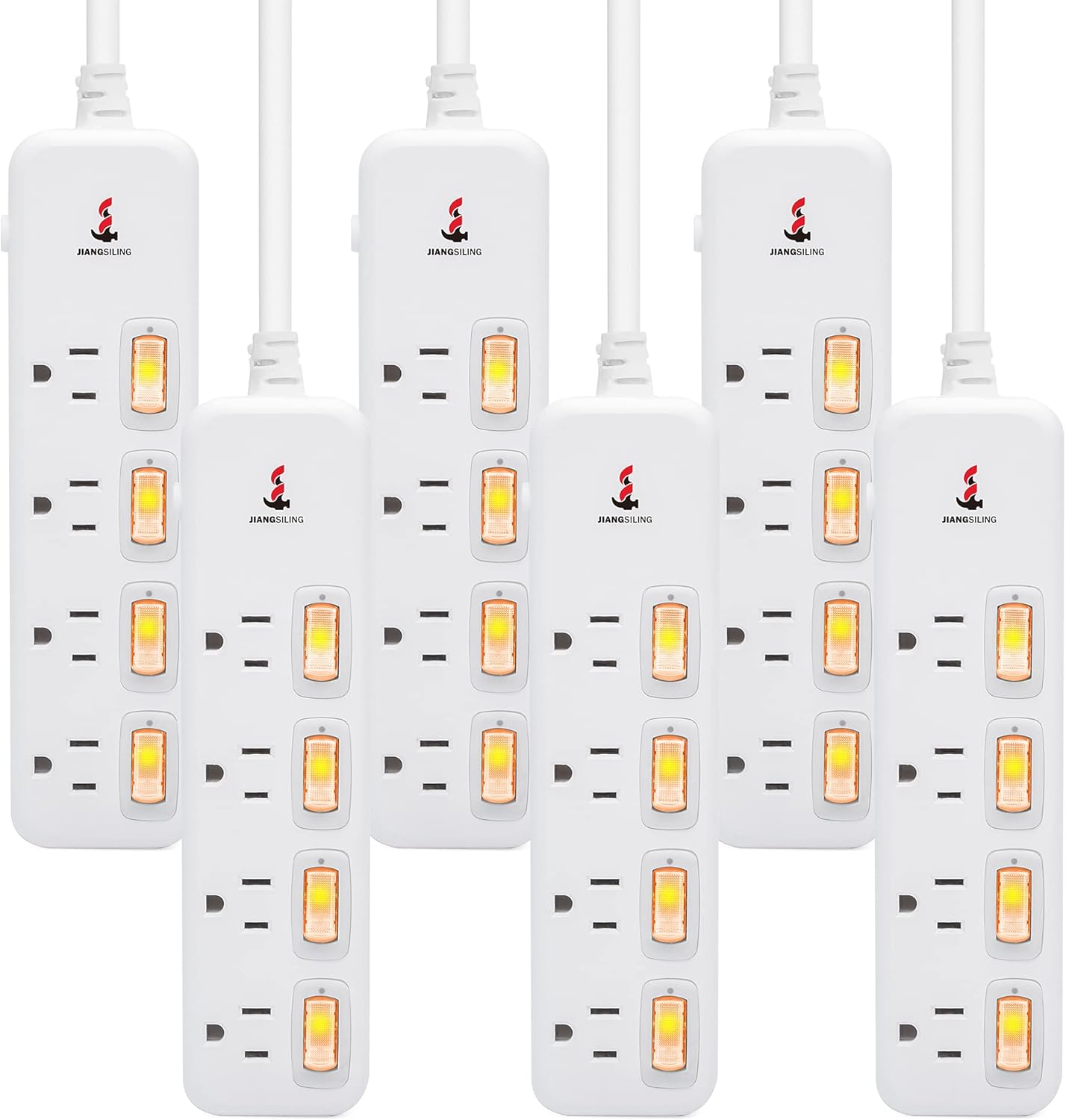 6 ft White Power Strip Surge Protector, 4 Outlets, Pack of 2 L446715