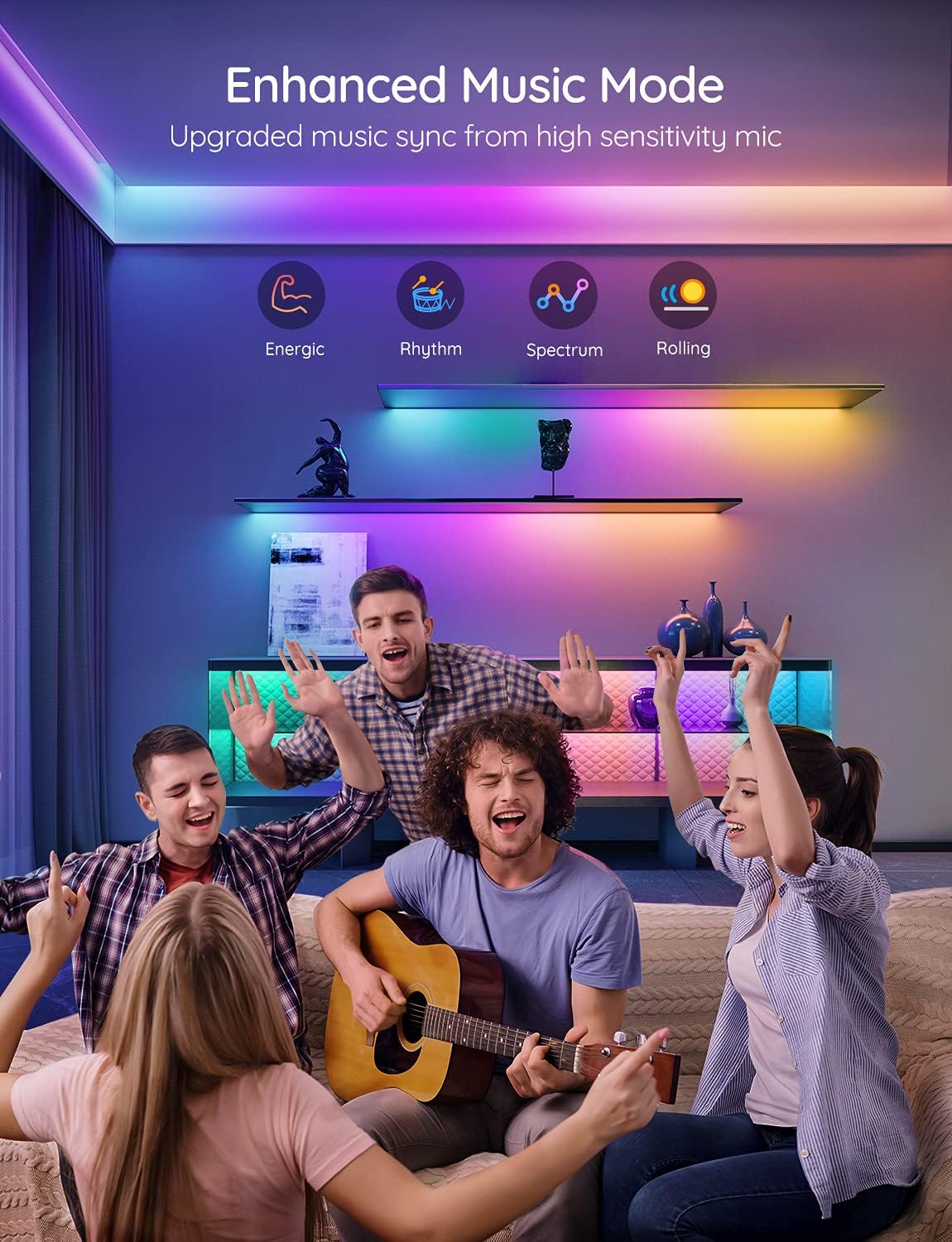 RGBIC LED Strip Lights 32.8ft WiFi Color Changing Smart Music Lights Pack of 2 Q5983