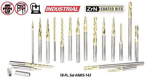 3-Pc ZrN Coated 1/4x22 Shank Router Bit W202423