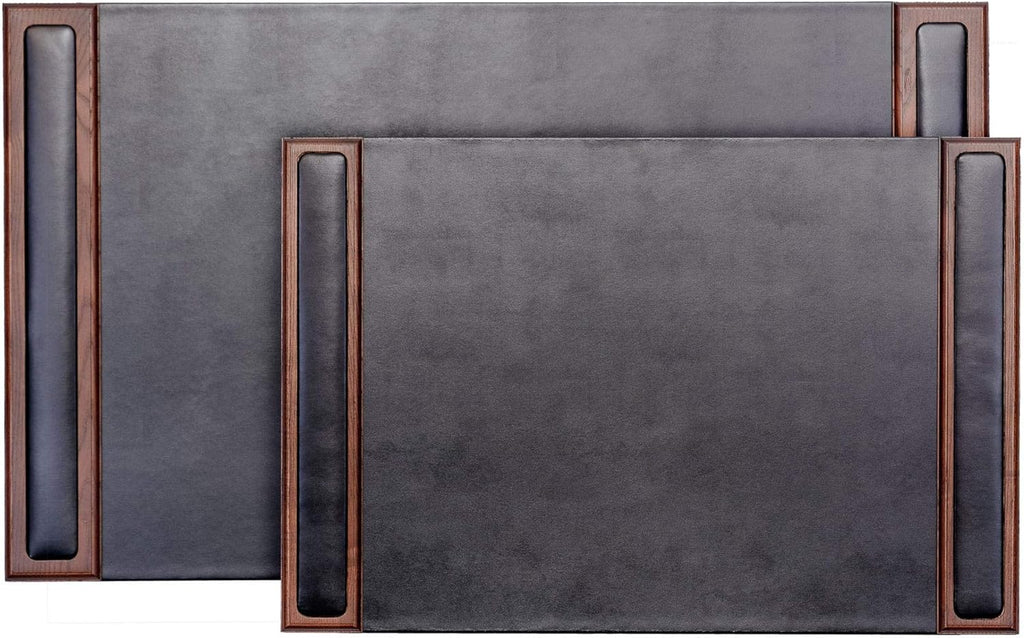 Walnut & Black Leather Desk Pad Q43245