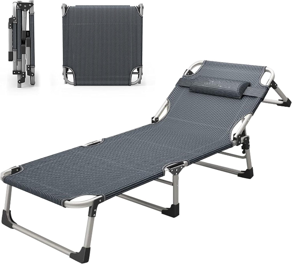 Adjustable 4-Position Folding Reclining Lounge Chair with Mattress D49509