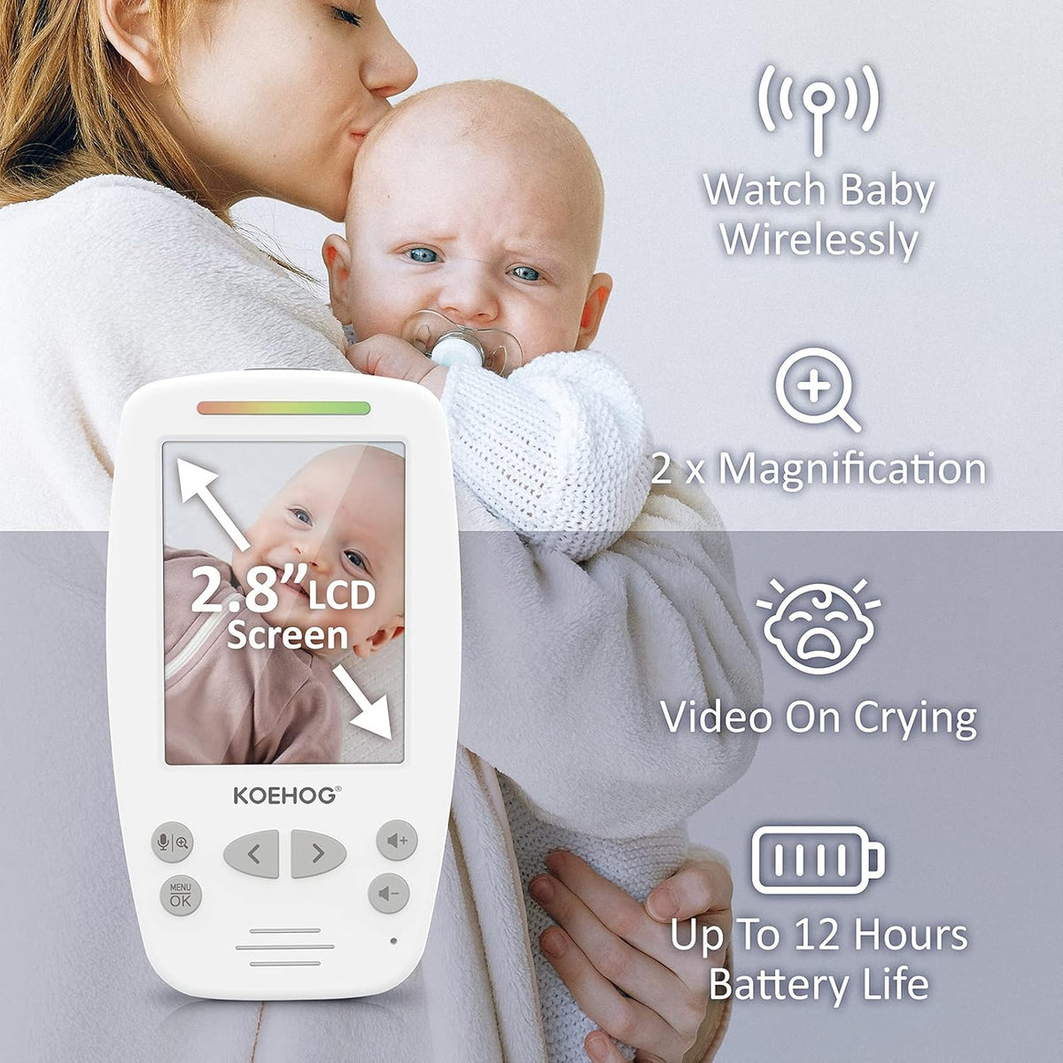 Baby Monitor w/ 2 Cam, 1000ft Range, Auto Night Vision Cam S6299