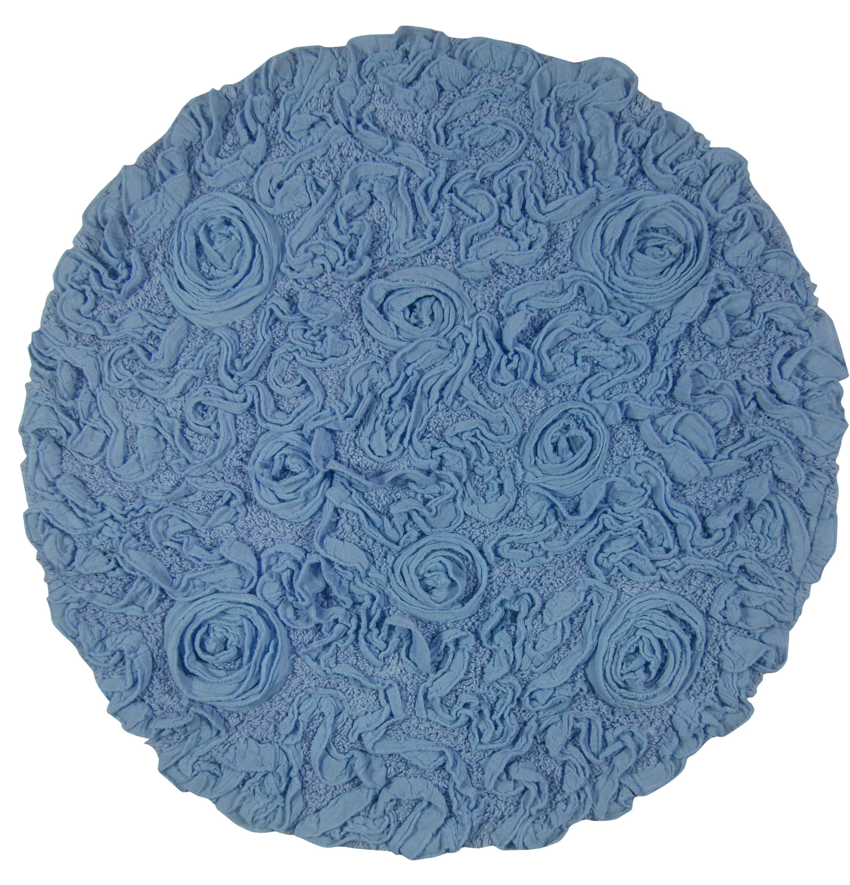 Sky Blue 30" Round Cotton Bathroom Rug H189484