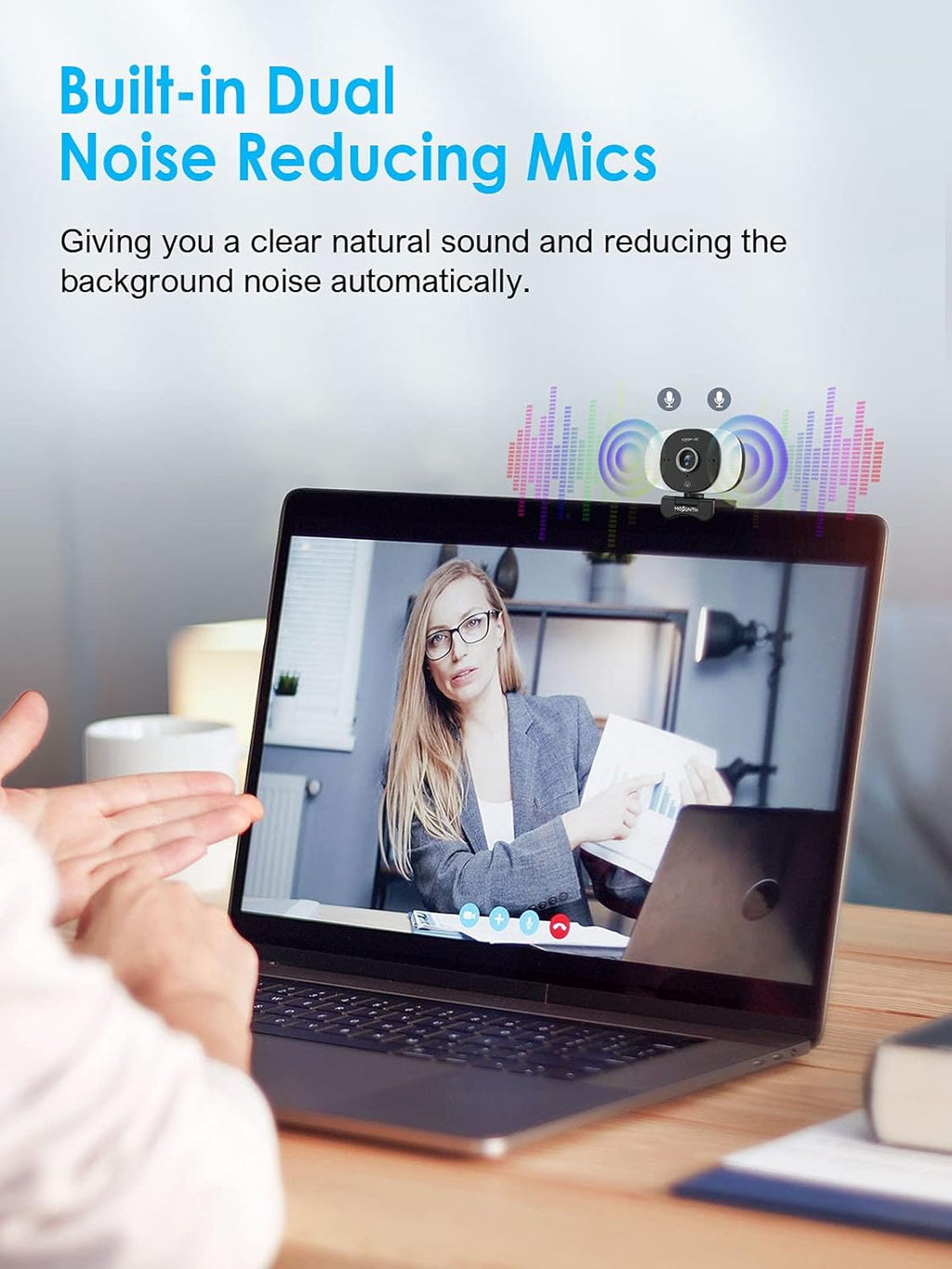 1080P Webcam with Microphone, Autofocus, Privacy Cover, Tripod T864272
