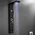 Stainless Steel Shower Panel Tower System with LED Rainfall Shower Head, Handheld Shower Head, 4 Body Jets, Tub Spout, Water Temperature Display R27405