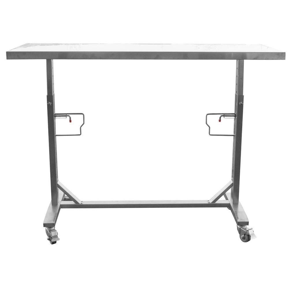 Stainless Steel Adjustable Height Work Table with Locking Casters T627