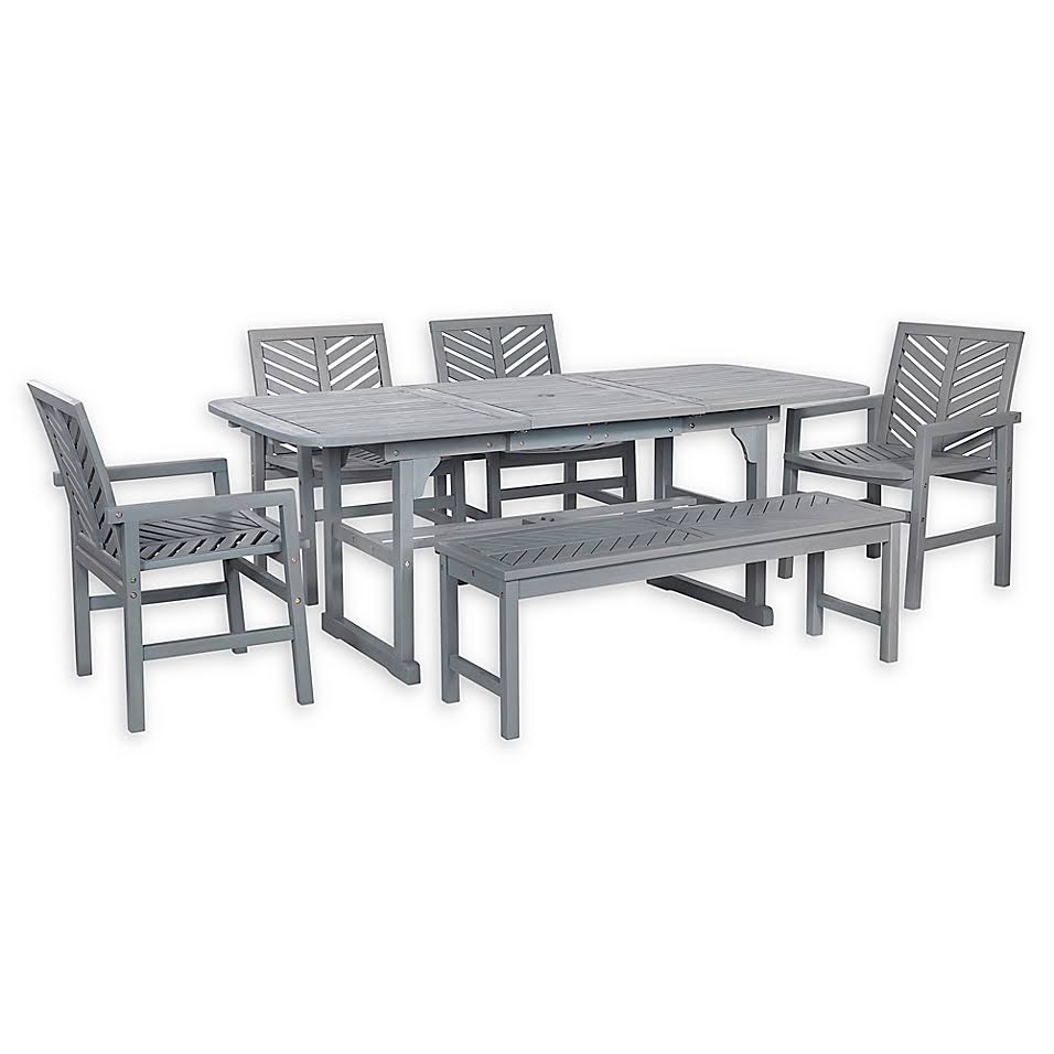 6-Piece Outdoor Acacia Extendable Table Dining Set W8485