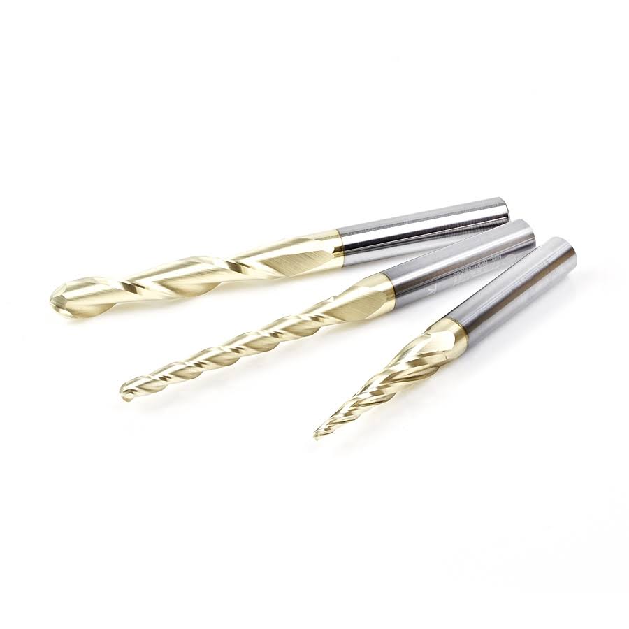 3-Pc ZrN Coated 1/4x22 Shank Router Bit W202423