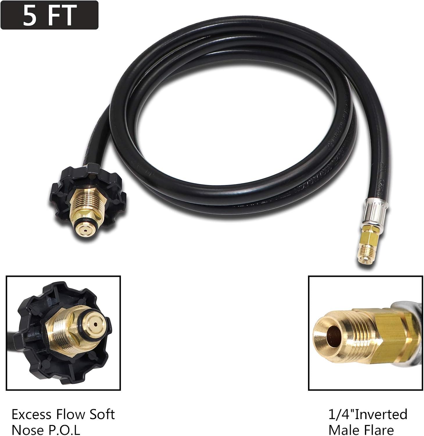 Propane Brass Tee Adapter Kit 4-Port with 5ft and 12ft Hoses L114446