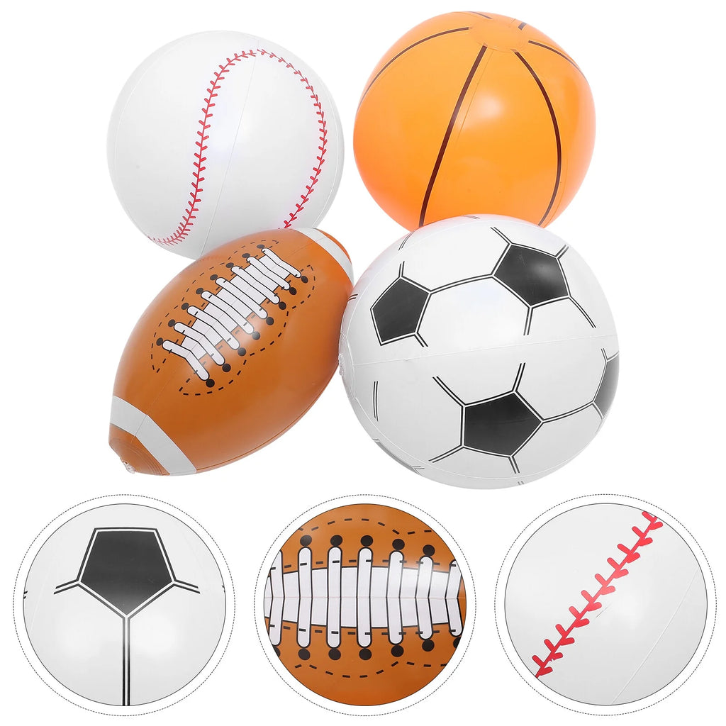 Inflatable Ball 4pcs Beach Ball Soccer Basketball Baseball B1101