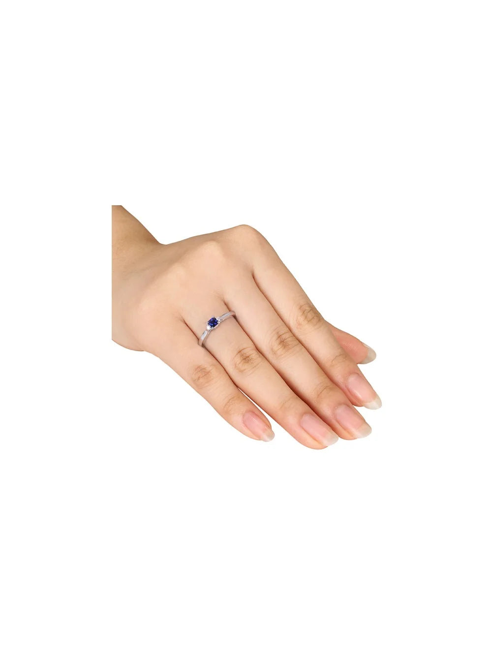 Lab-Created Blue Sapphire & Diamond Ring in Sterling Silver V130158