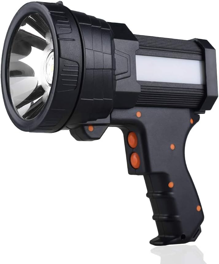 2 Pack Silver Rechargeable LED Handheld Spotlight Flashlight with Foldable Tripod O27763