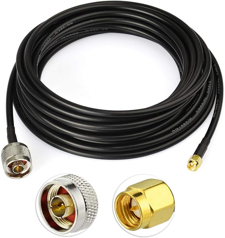 Low Loss N Male to SMA Male RG58 Cable 25ft Pack of 2 H337