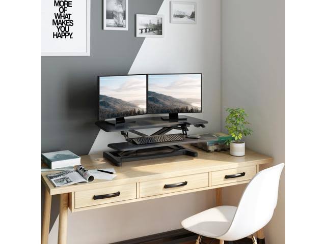 Black Sanding Desk Riser with Keyboard Tray M9711