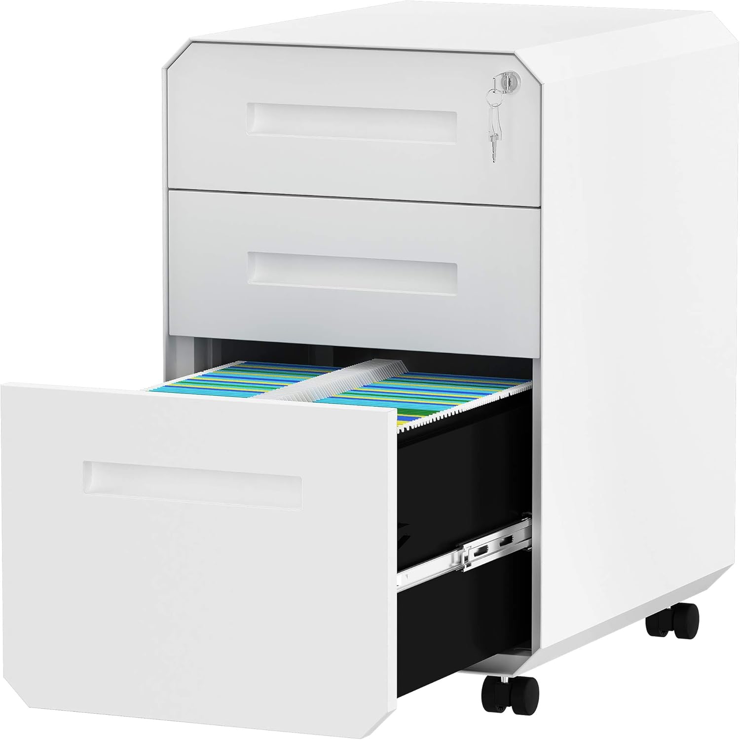 Black 3-Drawer Metal Filing Cabinet with Lock G7741