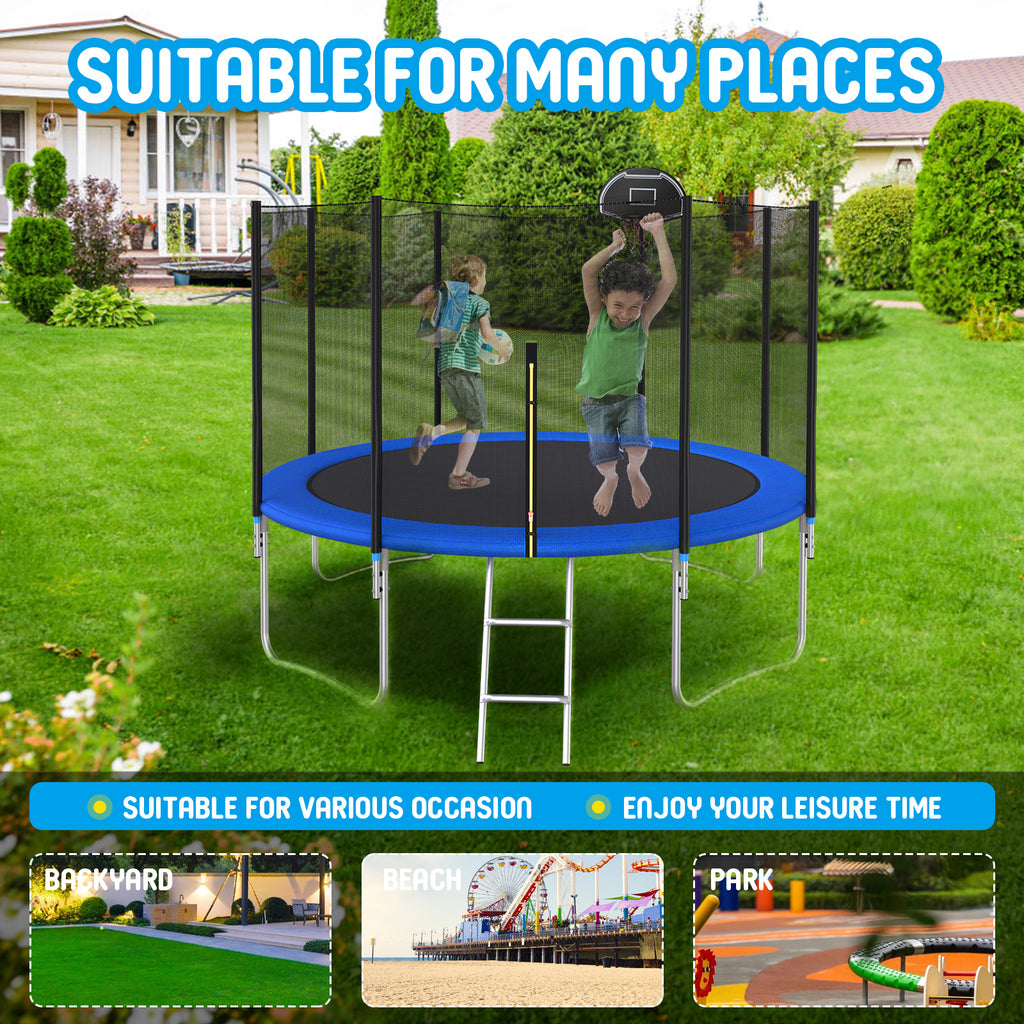 12FT Trampoline with Steel Ladder & 1200lbs Capacity Enclosure Net D98988