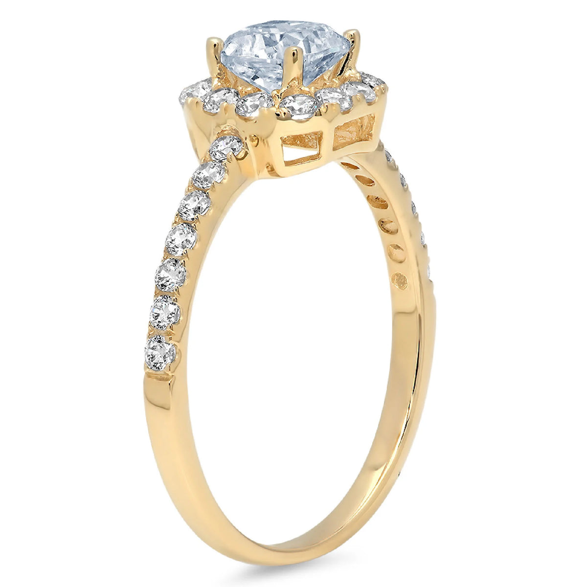 14k Yellow Gold Princess Cut Blue Aquamarine Halo Ring Size 10.75 X824
